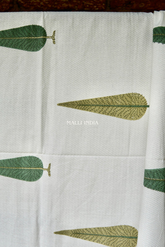 Green Cypress Buta Handblock Printed - Waffle Cotton Towel Set of 3 (1 bath towel & 2 hand towels)